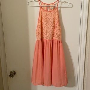 Coral dress.